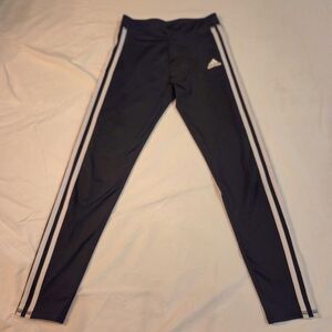 Adidas Kids Black Athletic Leggings with White Stripe